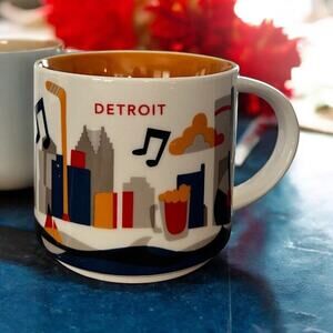 Starbucks Detroit Michigan You Are Here Collection 14oz Ceramic Coffee Mug EUC